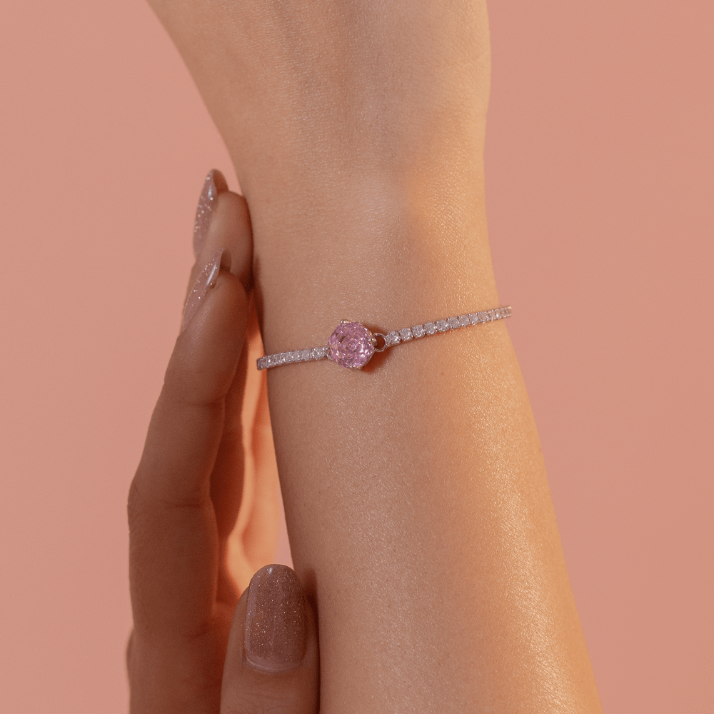 Pink Solitaire Tennis Bracelet - Onira Jewels