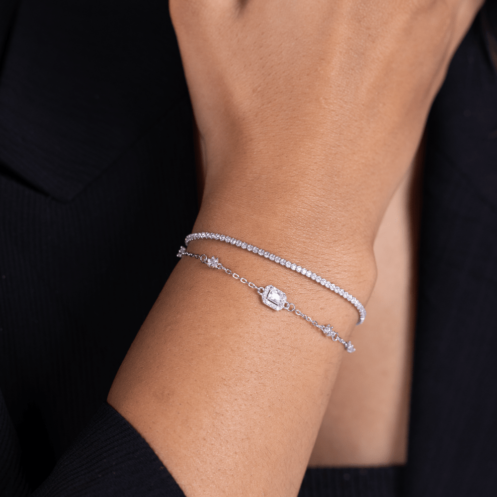 Layered Geometric Charm Bracelet - Onira Jewels
