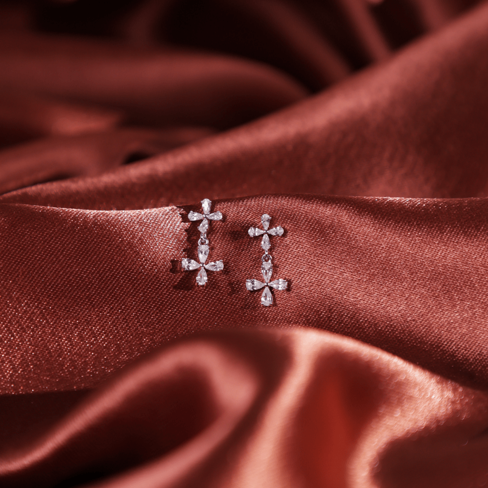 Cross Drop Sparkle Earrings - Onira Jewels