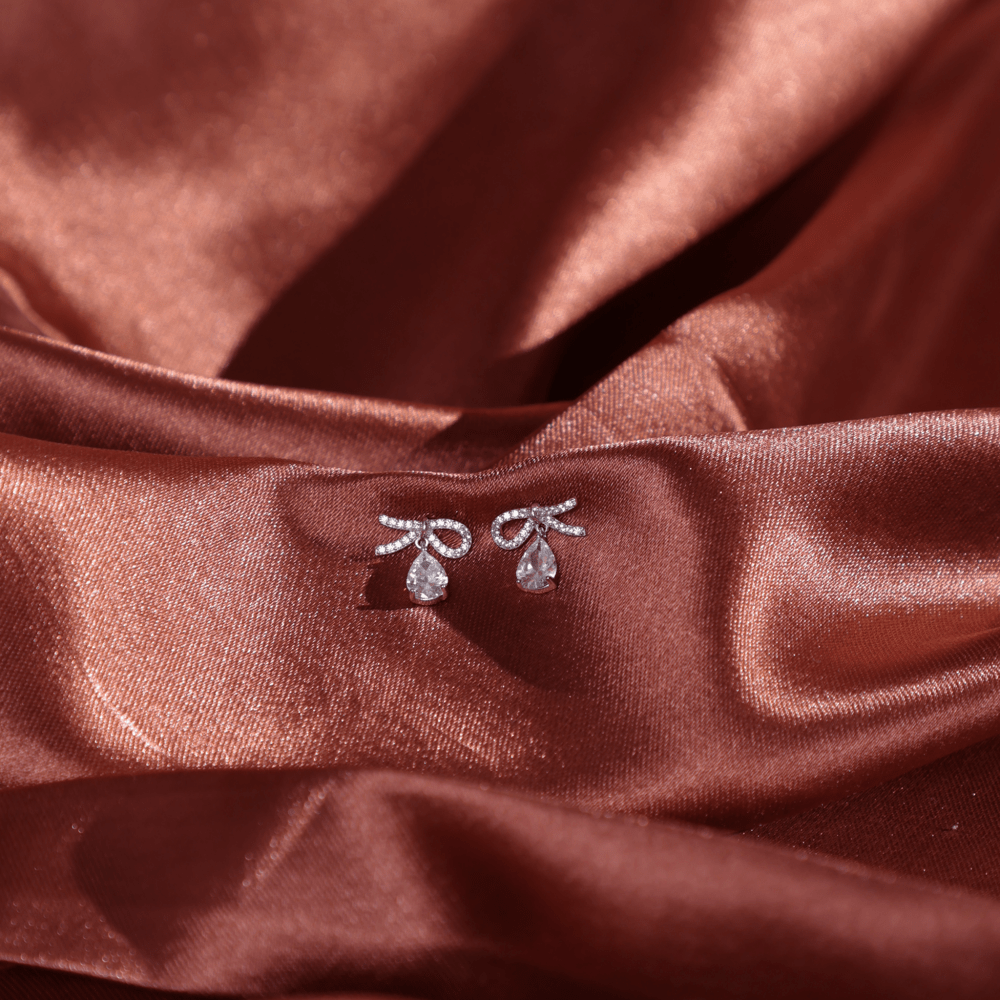 Bow Drop Sparkle Earrings - Onira Jewels