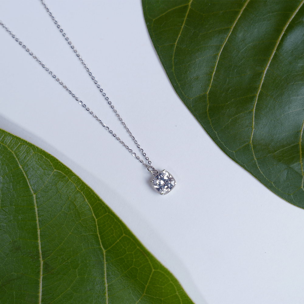 Cushion Halo Solitaire Necklace - Onira Jewels