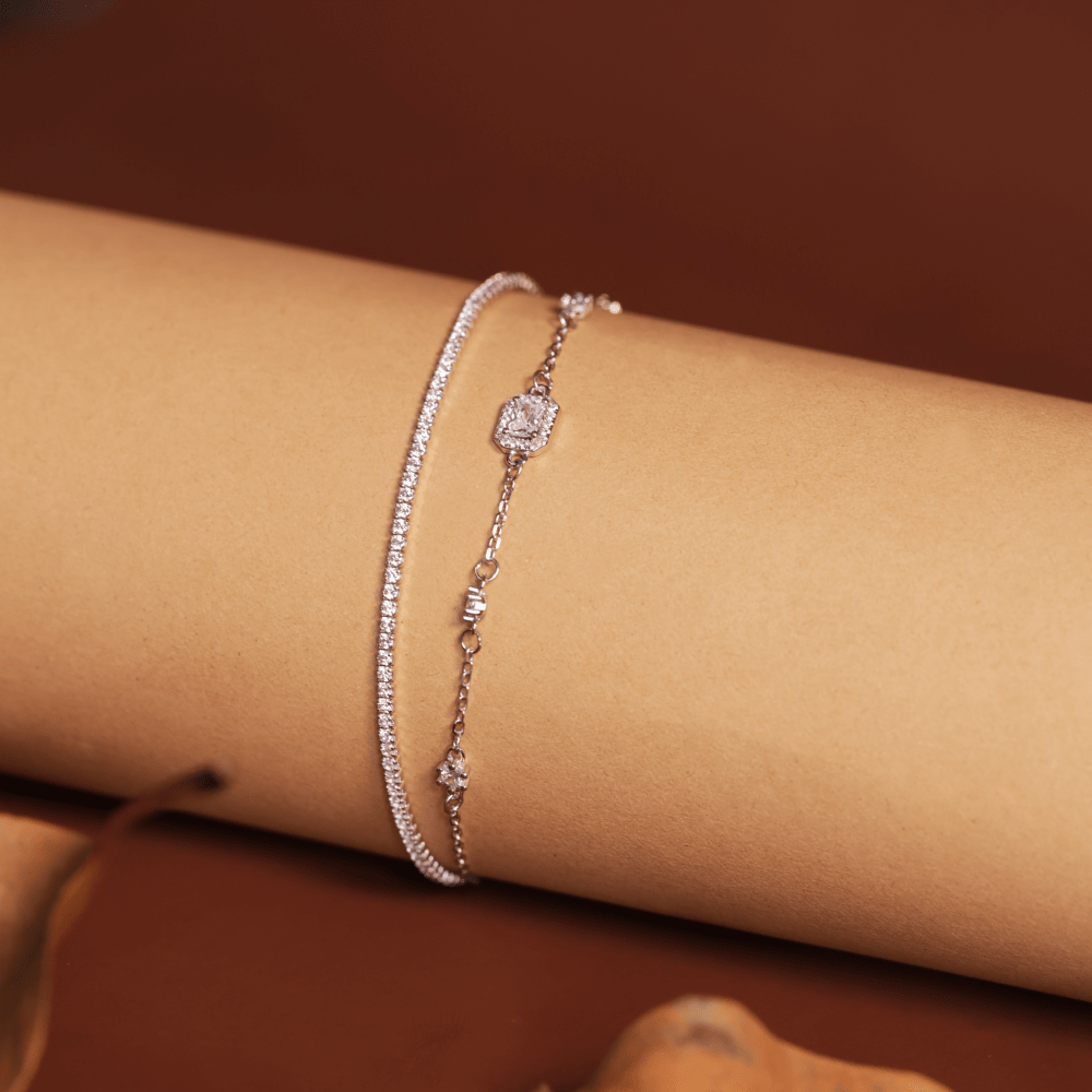 Layered Geometric Charm Bracelet - Onira Jewels