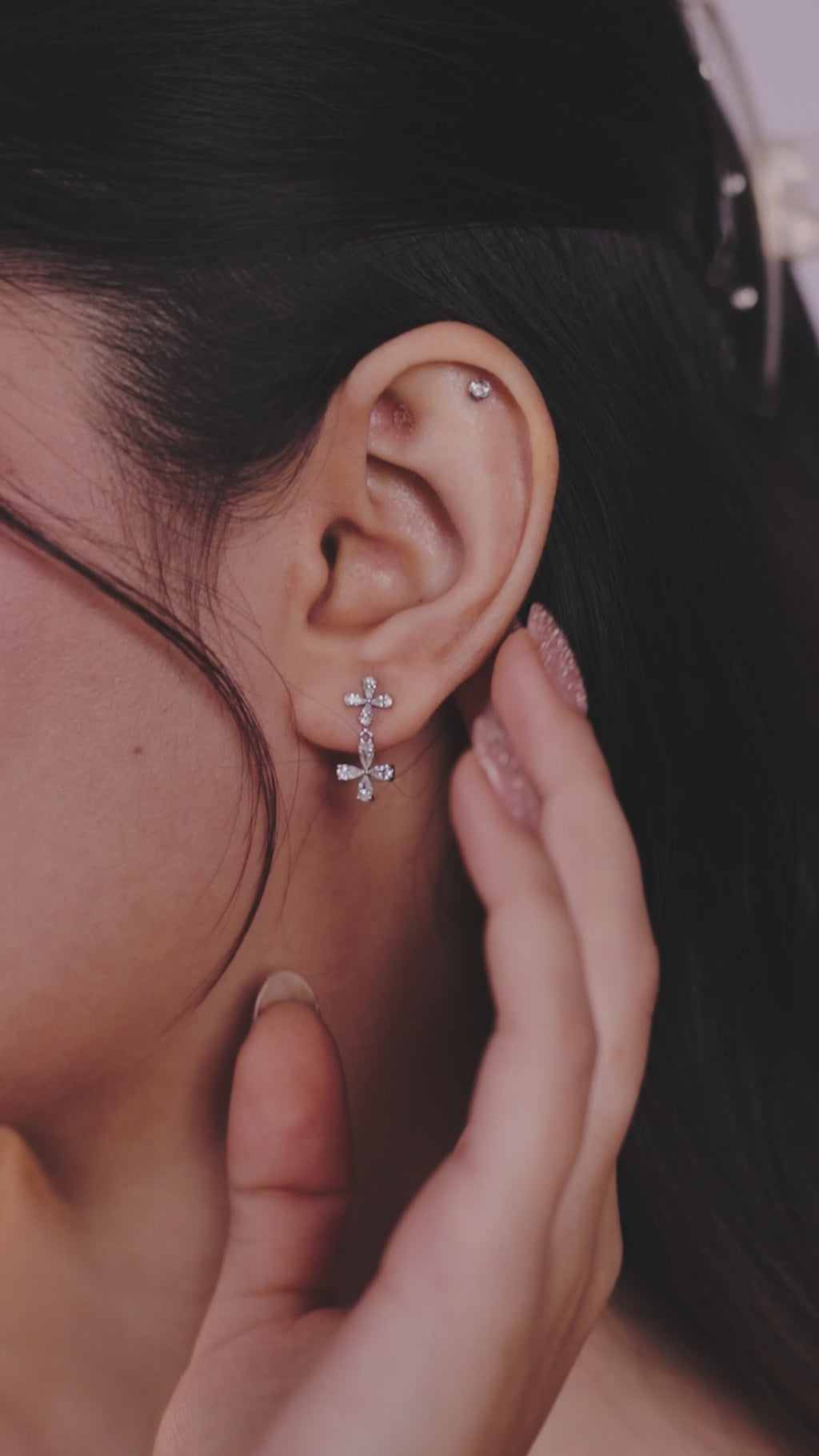 Cross Drop Sparkle Earrings