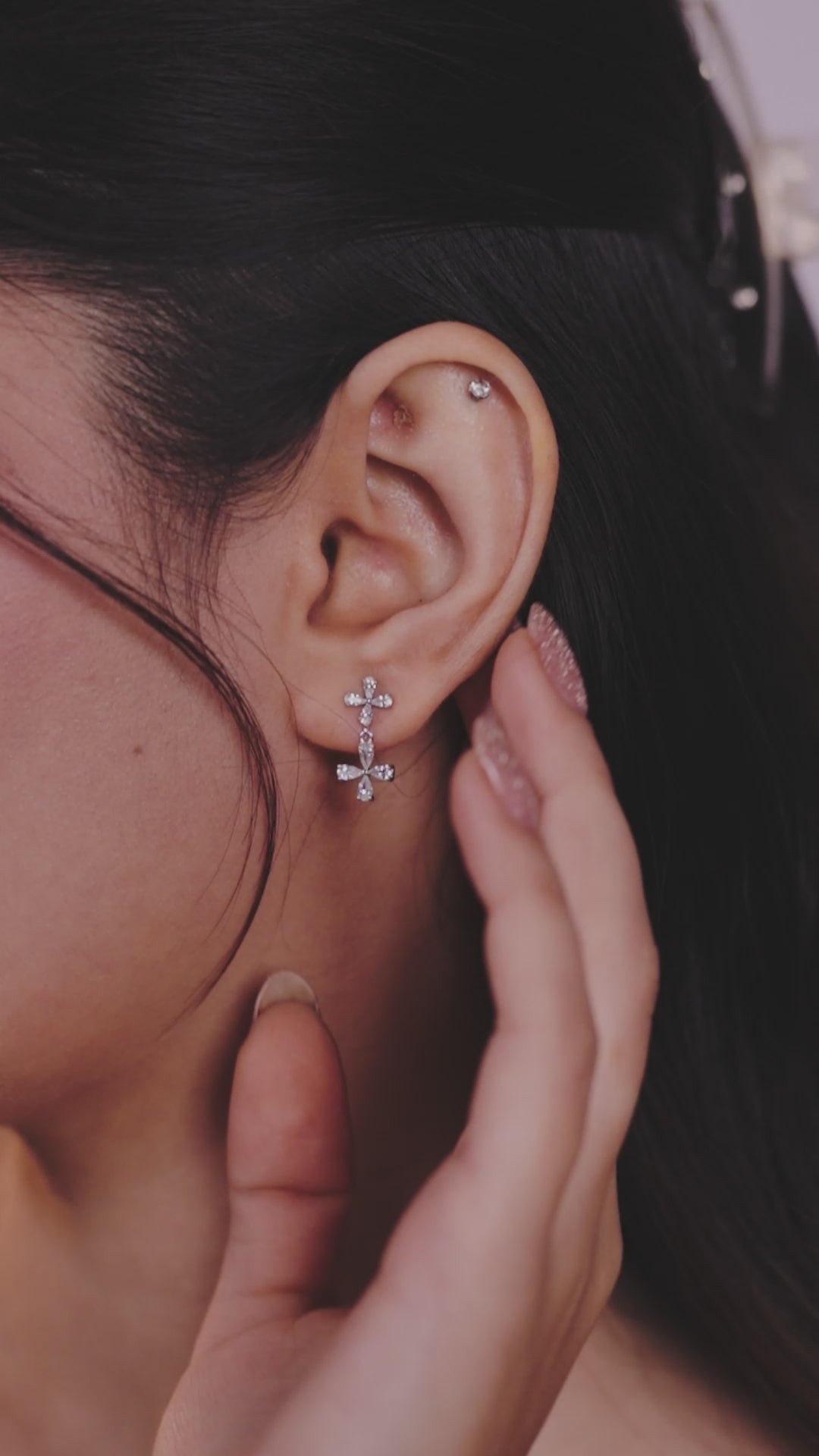 Cross Drop Sparkle Earrings